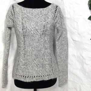 Berretti Marled Cable Knit Sweater Anthropologie Gray Made in Italy M